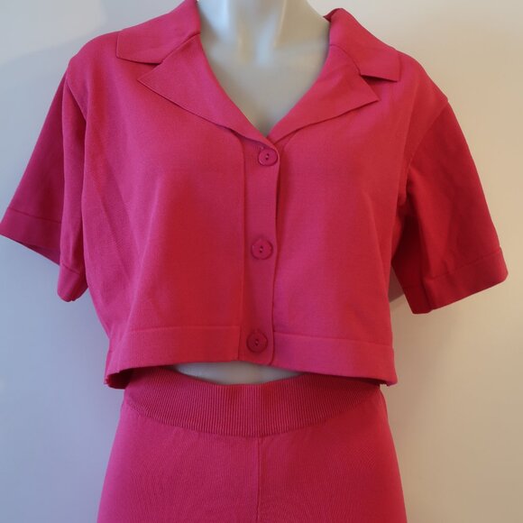 NWT Womens Endless Rose Sanctuary Hot Pink Loungewear Knit 2 Pc Set Top Pants M - Picture 3 of 13